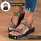 Orthopädische Tribal-Print-Platform-Sandalen - Verstellbare Binderiemen