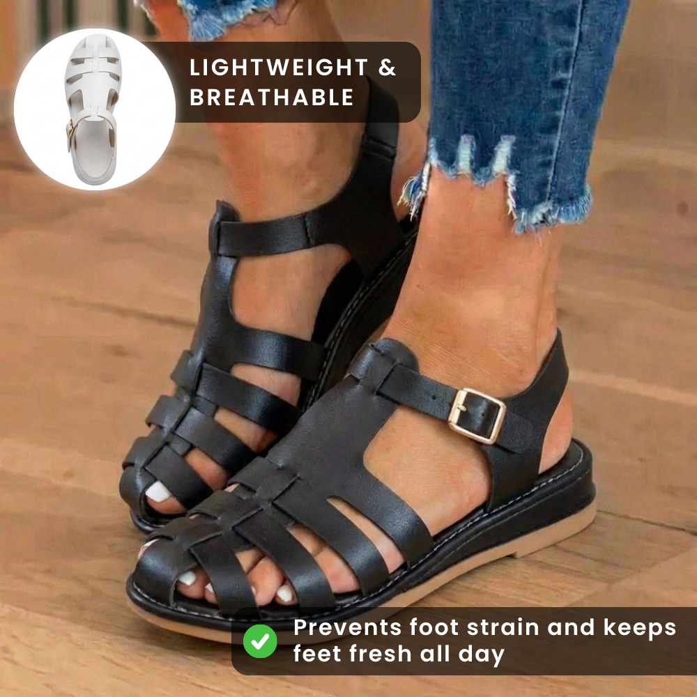 Orthopädische Leder-Fischersandalen - Multi-Riemen-Schnallenverschluss