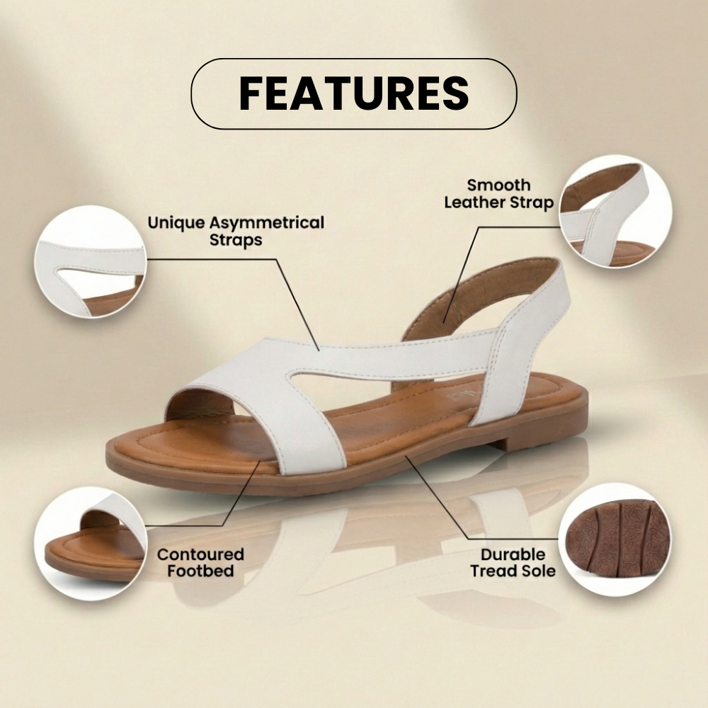 Orthopädische Leder-Nieten-Slide-Sandalen - Asymmetrischer Riemen