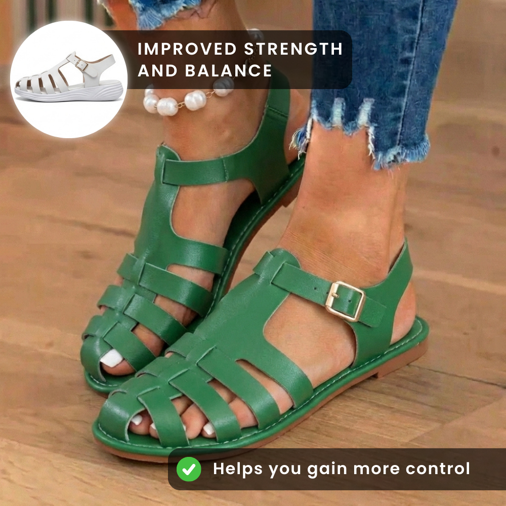 Orthopädische Leder-Fischersandalen - Multi-Riemen-Schnallenverschluss