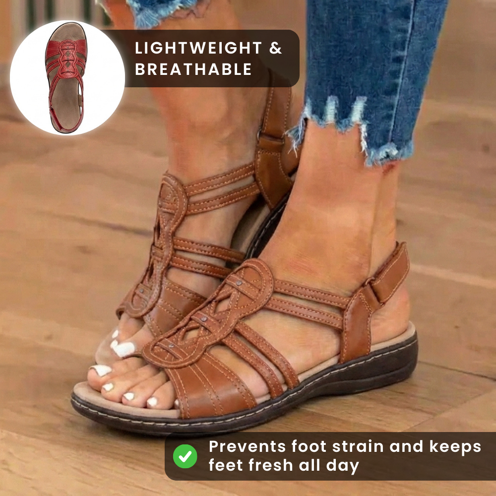 Orthopädische Leder-Gladiator-Slide-Sandalen - Keltischer Knoten & verziertes Design