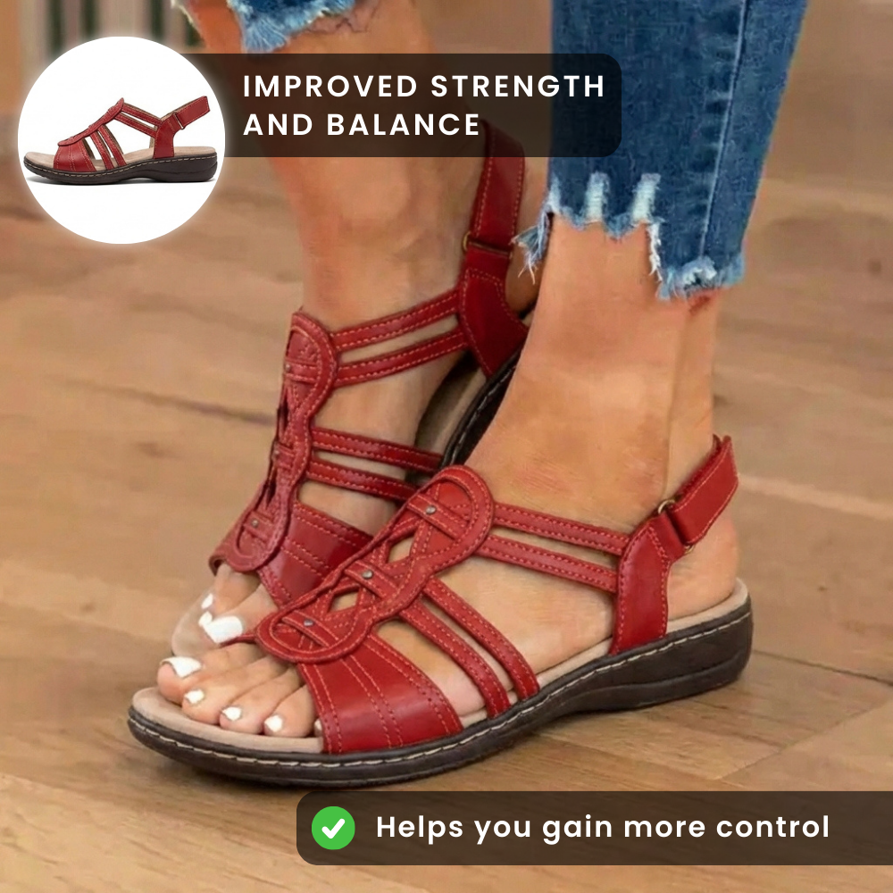 Orthopädische Leder-Gladiator-Slide-Sandalen - Keltischer Knoten & verziertes Design