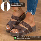 Orthopädische Leder-geflochtene Platform-Wedges - Crossover-Riemen-Design