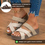 Orthopädische Leder-geflochtene Platform-Wedges - Crossover-Riemen-Design