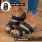Orthopädische Leder-geflochtene Platform-Wedges - Crossover-Riemen-Design