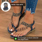 Orthopädische Leder-Perlen-Zehen-Ring-Sandalen - Blumenverzierung & handgenähtes Detail