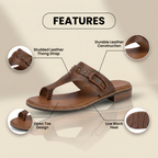 Orthopädische Leder-Zehenring-Sandalen - Schnallen-Akzent und Kork-Fußbett