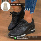 Orthopädische Leder-Keilabsatz-Sneaker - mit Glitter besetzt und perforierte Paneele