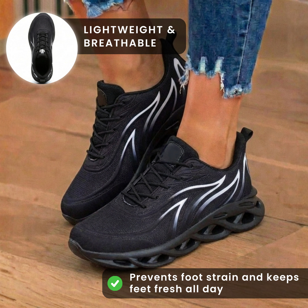 Orthopädische Mesh-Athletic-Sneaker - Flammen-Muster und Blade-Sohle
