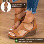 Orthopädische Leder-Gladiator-Sandalen - Knöchelschnalle T-Riemen