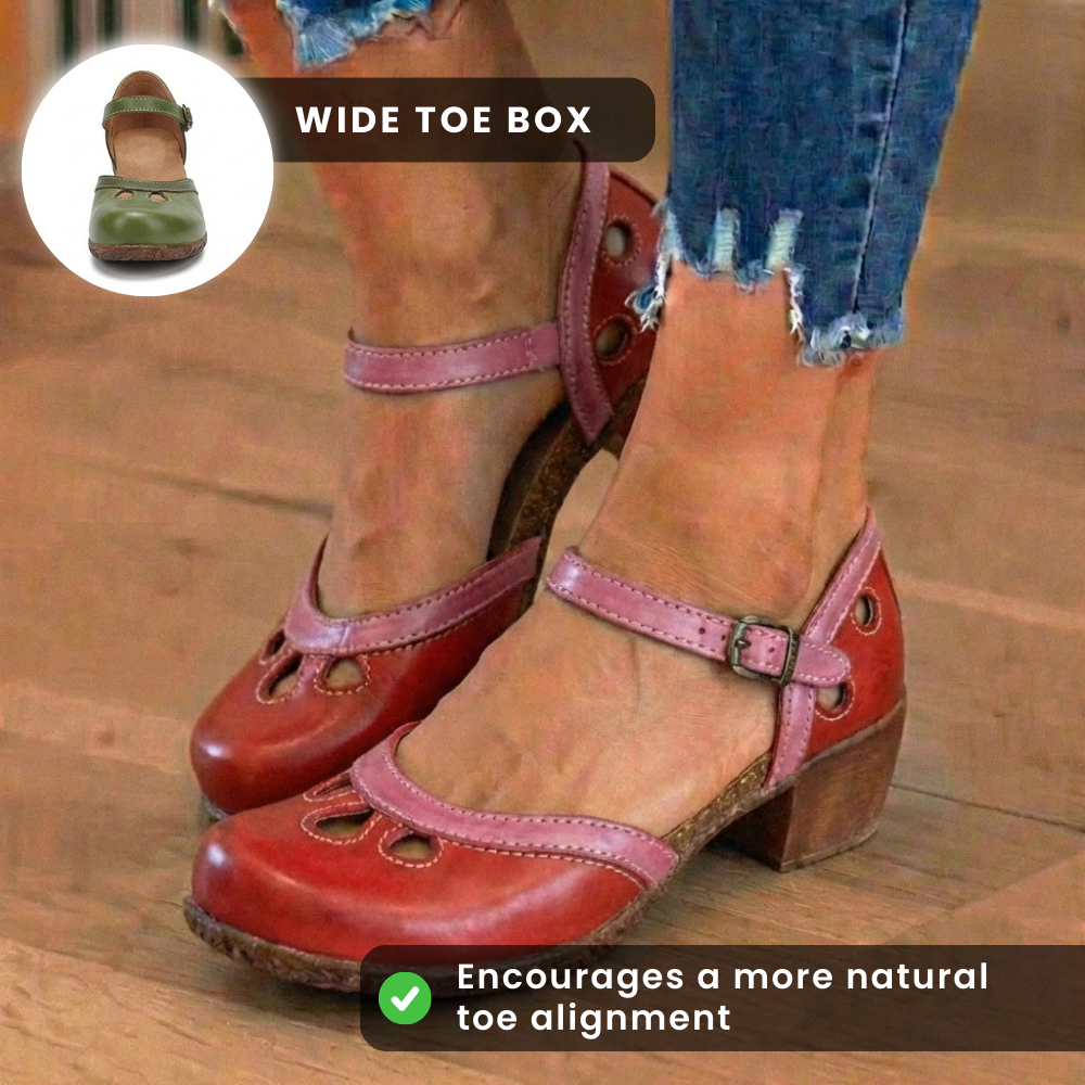 Orthopädische Leder-Farbblock-Mary-Janes - Ausschnittmuster & Doppelschnalle