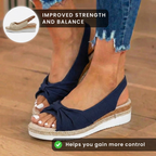 Orthopädische Knoten-vorne-Espadrille-Keilsandalen - Knöchelschnallengurt