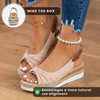 Orthopädische Knoten-vorne-Espadrille-Keilsandalen - Knöchelschnallengurt