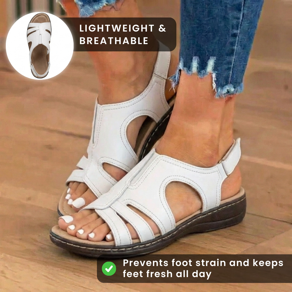 Orthopädische Leder-Welle-Ausschnitt-Sandalen - Gekrümmtes Konturdesign