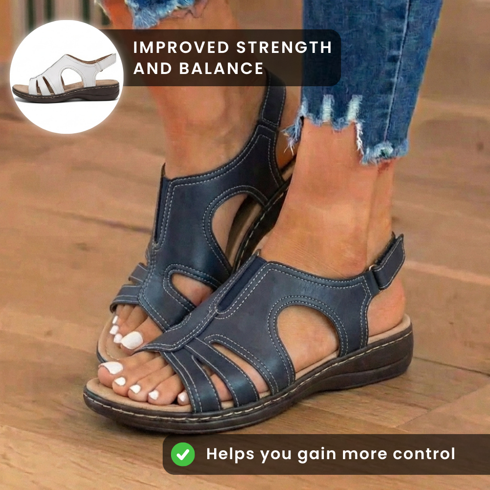 Orthopädische Leder-Welle-Ausschnitt-Sandalen - Gekrümmtes Konturdesign