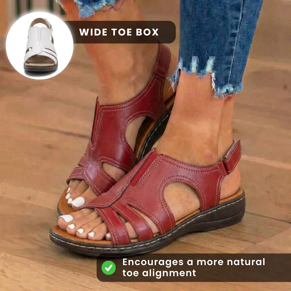 Orthopädische Leder-Welle-Ausschnitt-Sandalen - Gekrümmtes Konturdesign