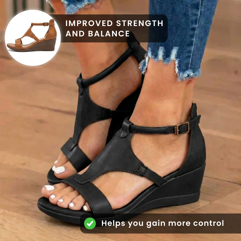 Orthopädische Leder-Gladiator-Sandalen - Knöchelschnalle T-Riemen
