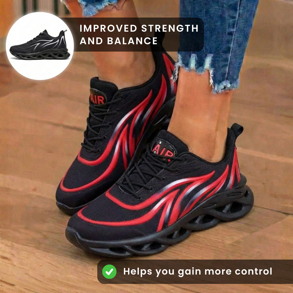 Orthopädische Mesh-Athletic-Sneaker - Flammen-Muster und Blade-Sohle