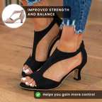 Orthopädische Leinen-Blockabsatz-Sandalen - T-Träger-Zehen-Ausschnitt-Design