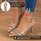 Orthopädische metallische Slingback-Heels - Kristall-Strass-Riemen-Detail