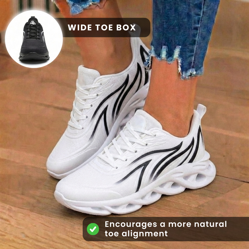 Orthopädische Mesh-Athletic-Sneaker - Flammen-Muster und Blade-Sohle