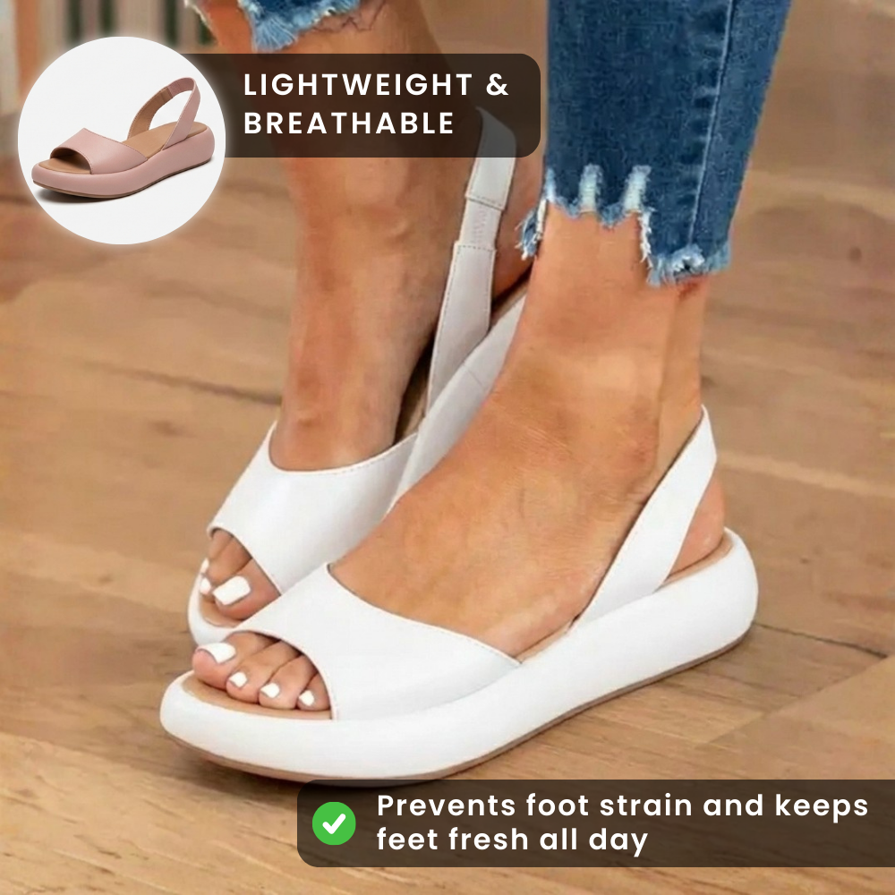 Orthopädische Leder-Plateausandalen - Slingback-Spitzenschuh