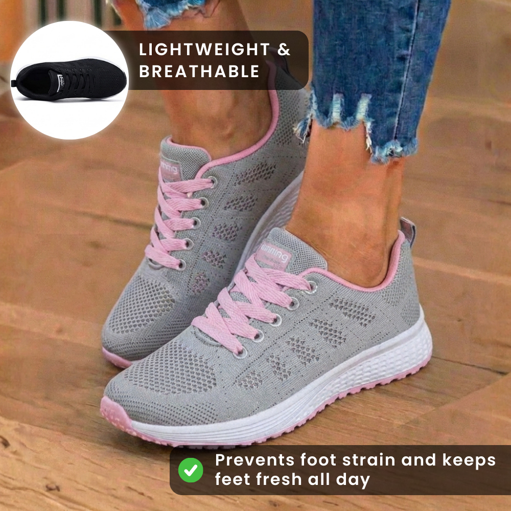 Orthopädische Mesh-Lauf-Sneaker - atmungsaktives Strickmuster und Kontrastbesatz