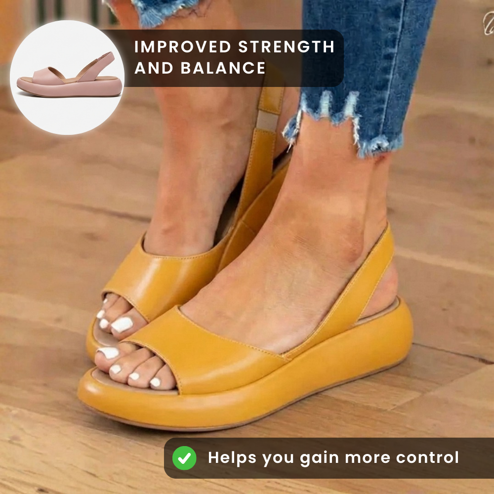 Orthopädische Leder-Plateausandalen - Slingback-Spitzenschuh