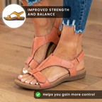 Orthopädische Leder-Knöchelriemen-Sandalen - Konturierter T-Bar Korkfußbett