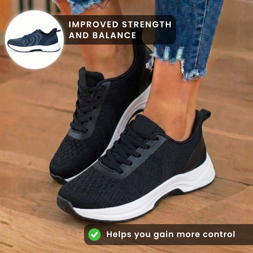 Orthopädische Strick-Athletic-Sneaker - Wellenmuster und gepolsterte Sohle