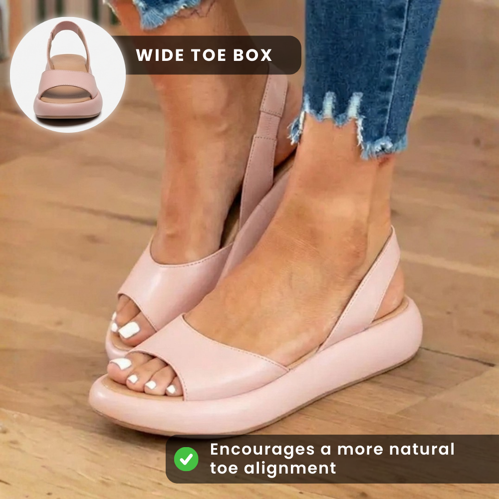 Orthopädische Leder-Plateausandalen - Slingback-Spitzenschuh