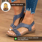 Orthopädische Leder-Knöchelriemen-Sandalen - Konturierter T-Bar Korkfußbett