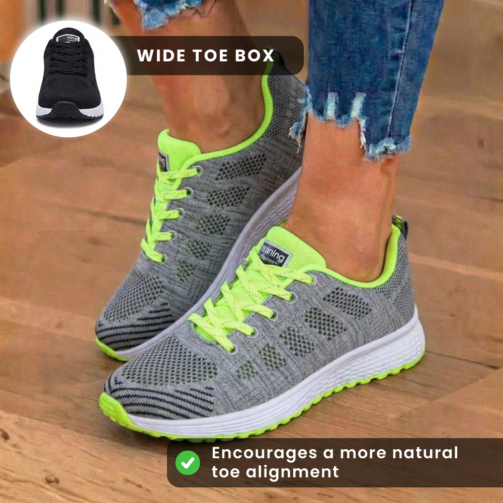Orthopädische Mesh-Lauf-Sneaker - atmungsaktives Strickmuster und Kontrastbesatz