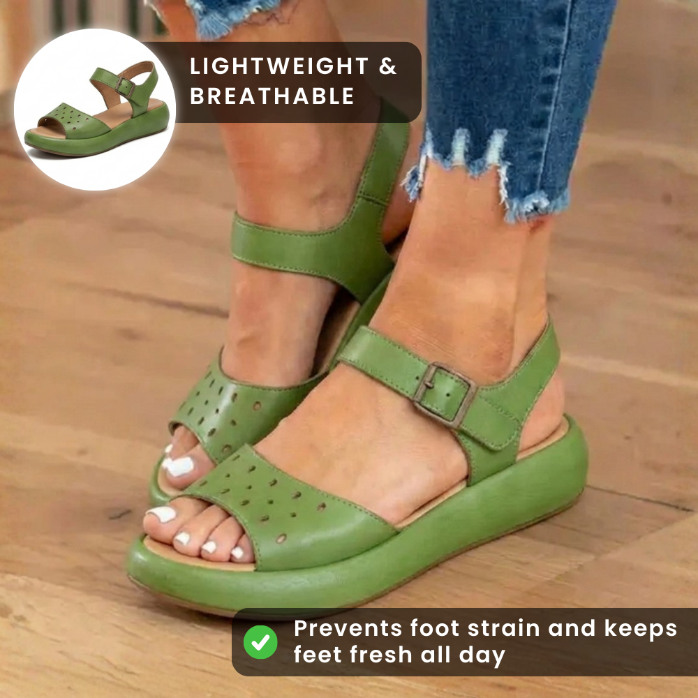 Orthopädische perforierte Leder-Sandalen - Verstellbarer Knöchelriemen