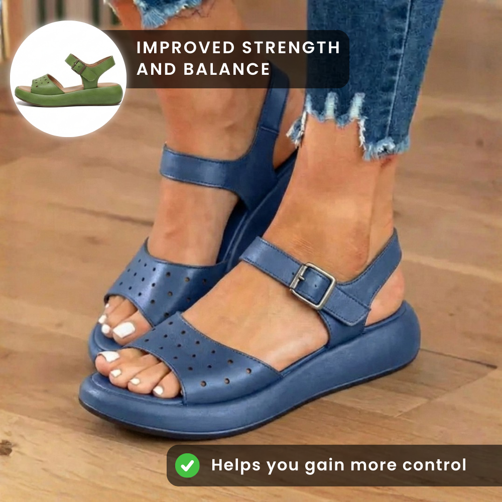 Orthopädische perforierte Leder-Sandalen - Verstellbarer Knöchelriemen