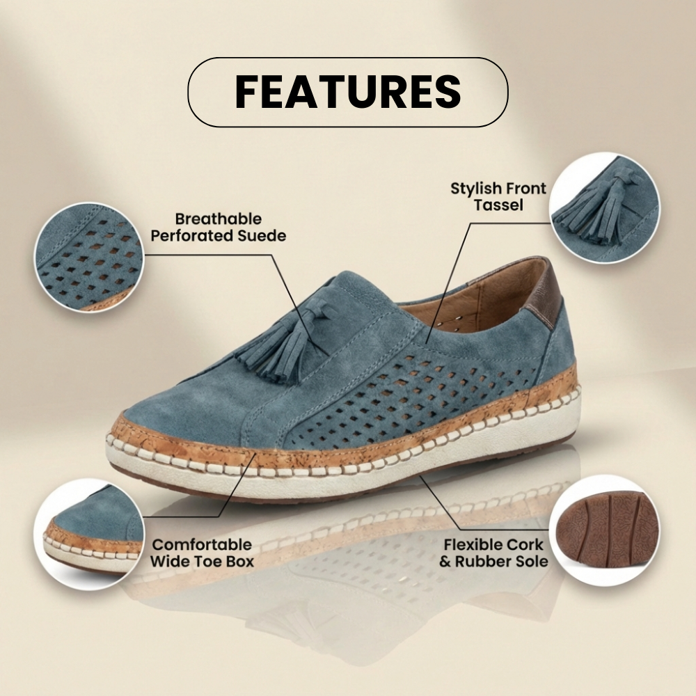 Orthopädische Leder-Slip-On-Sneaker - Quaste & perforiertes Detail