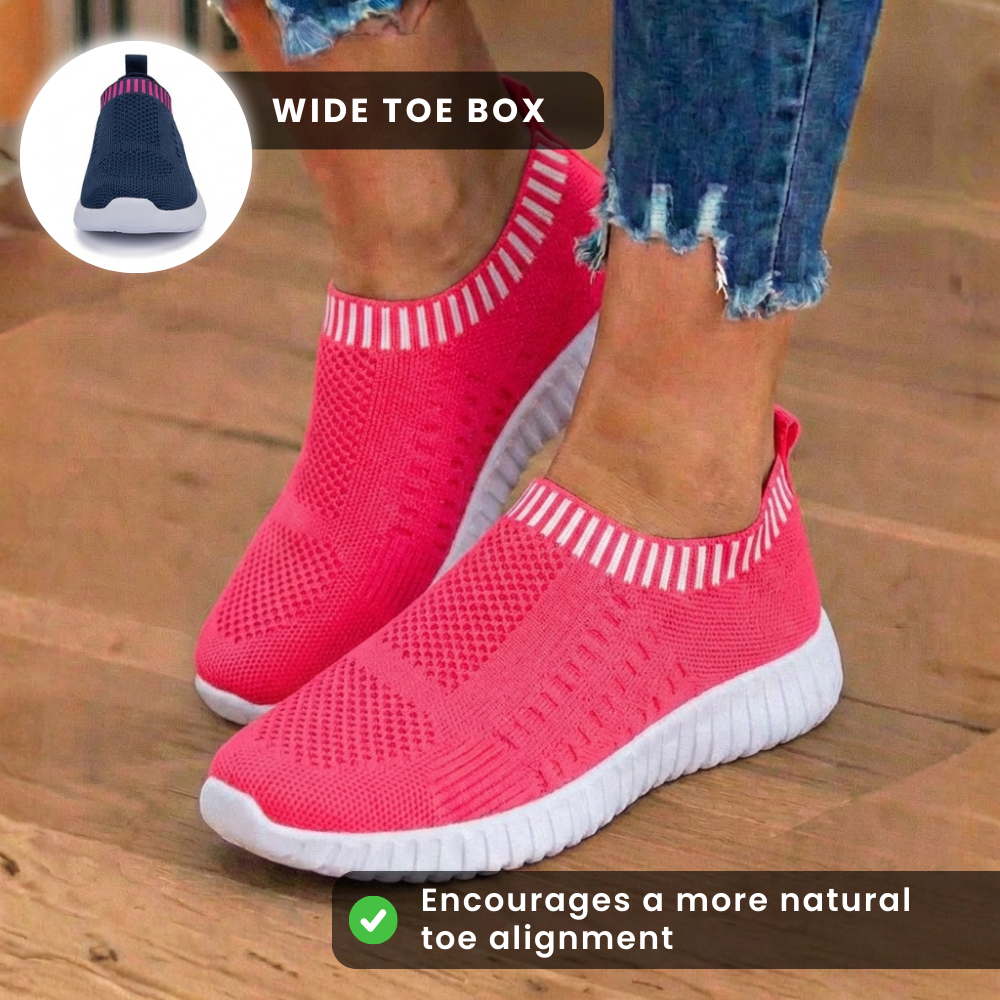Orthopädische Strick-Slip-On-Sneaker - geripptes Kragen-Design und atmungsaktives Mesh-Oberteil