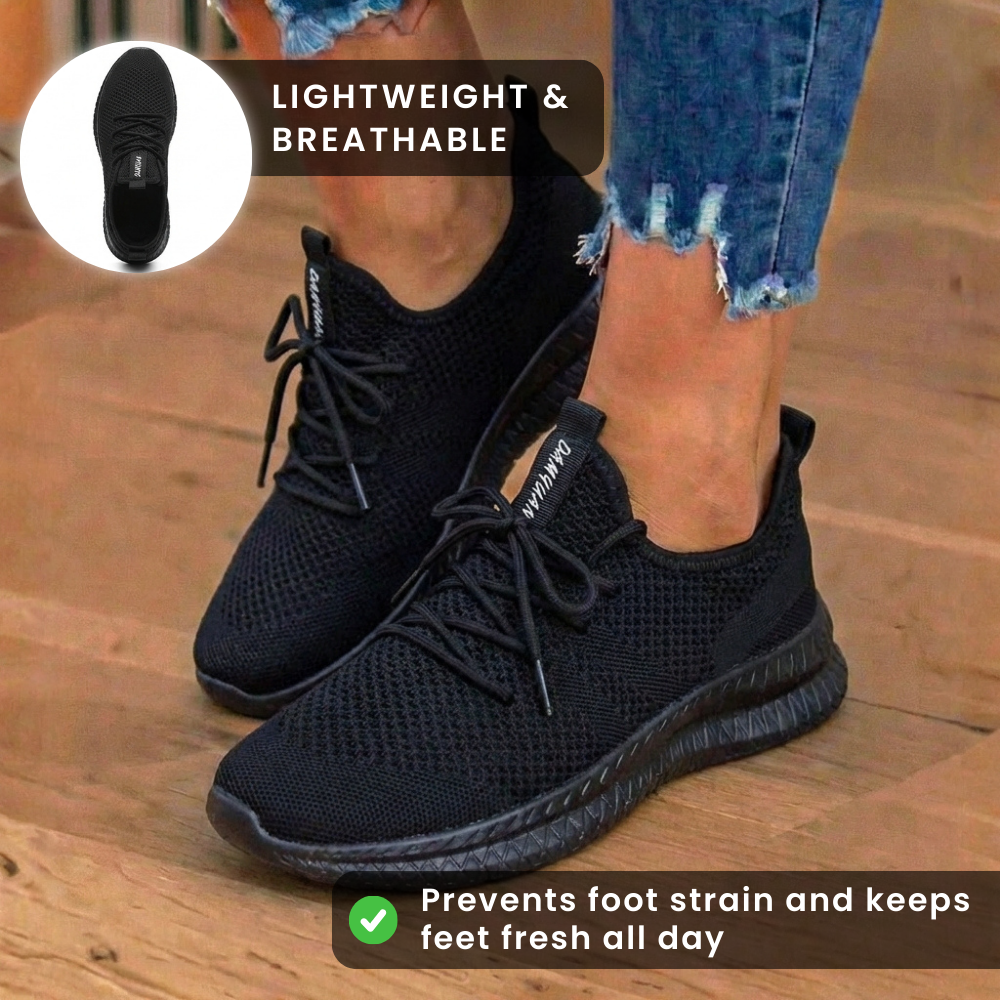 Orthopädische Strick-Athletic-Sneaker - Sockenpassform-Konstruktion und strukturierte Sohle