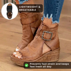 Orthopädische Leder-Plateausandalen - Doppelte Schnalle Knöchelriemen