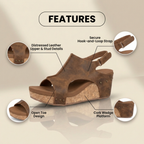 Orthopädische Leder-Nieten-Plateaukeilabsätze - Kork- & Ausschnitt-Design