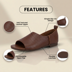 Orthopädische Leder-Spitzenschuh-Keilabsatz-Slides - Breites Riemen-Design