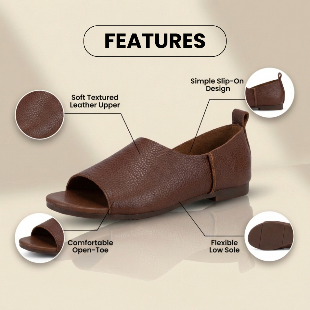 Orthopädische Leder-Spitzenschuh-Keilabsatz-Slides - Breites Riemen-Design