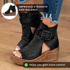 Orthopädische Leder-Plateausandalen - Doppelte Schnalle Knöchelriemen