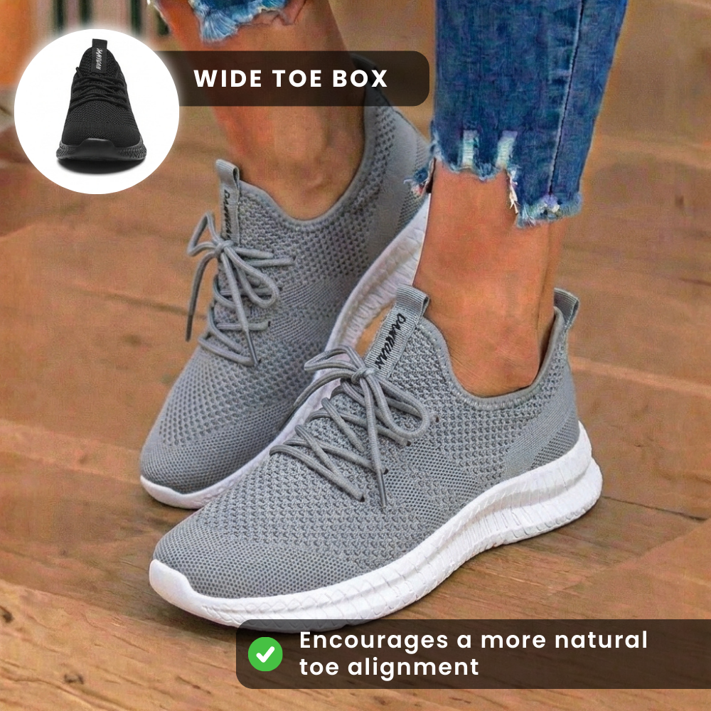 Orthopädische Strick-Athletic-Sneaker - Sockenpassform-Konstruktion und strukturierte Sohle