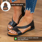 Orthopädische Leder-Nieten-Slide-Sandalen - Asymmetrischer Riemen