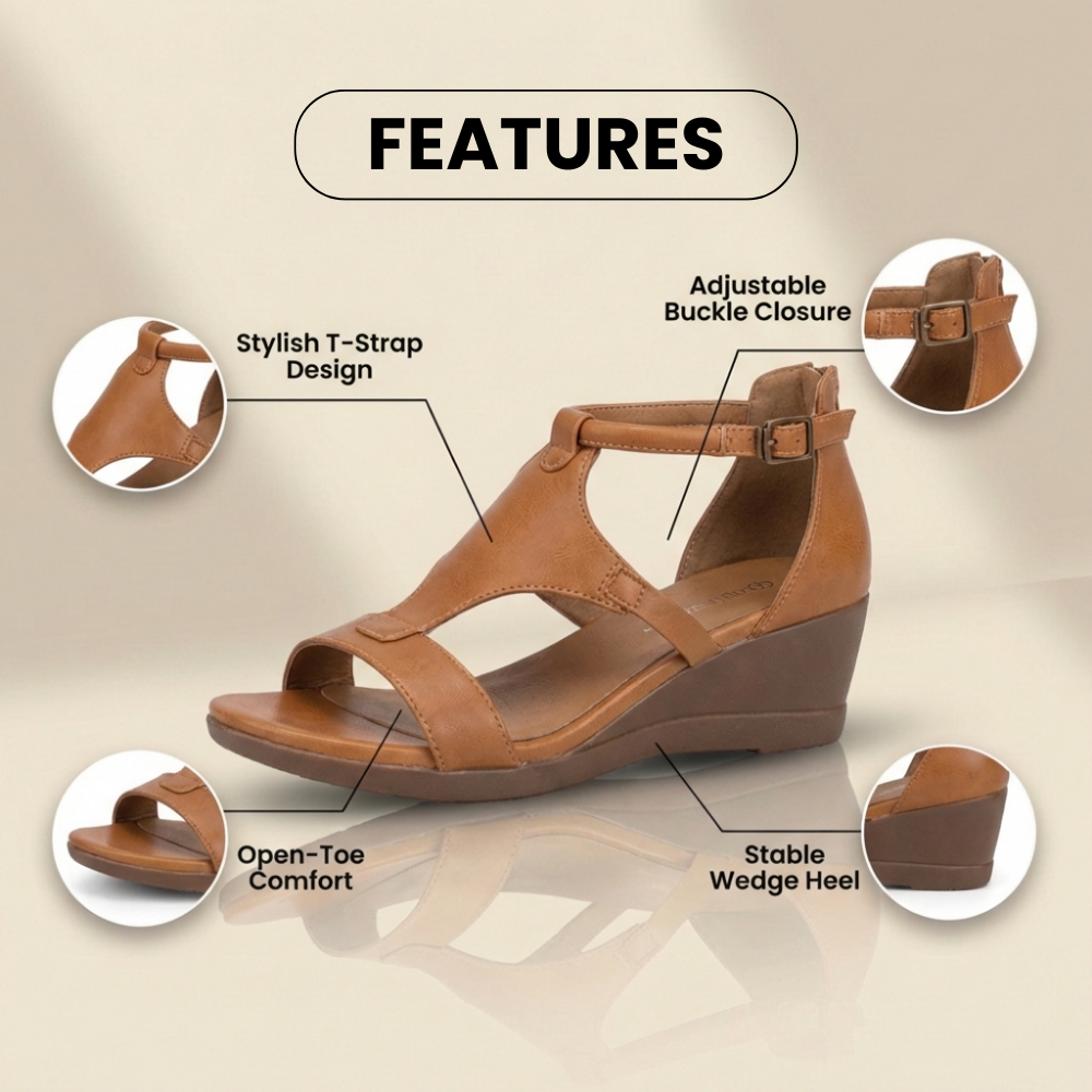 Orthopädische Leder-Gladiator-Sandalen - Knöchelschnalle T-Riemen