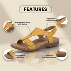 Orthopädische Leder-Knöchelriemen-Sandalen - Konturierter T-Bar Korkfußbett