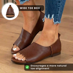 Orthopädische Leder-Spitzenschuh-Keilabsatz-Slides - Breites Riemen-Design