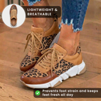 Orthopädische Leder-Plateau-Sneaker - Leoparden-Print-Paneele und Schnürverschluss