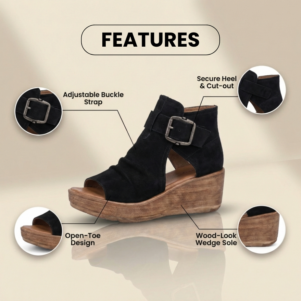 Orthopädische Leder-Plateausandalen - Doppelte Schnalle Knöchelriemen